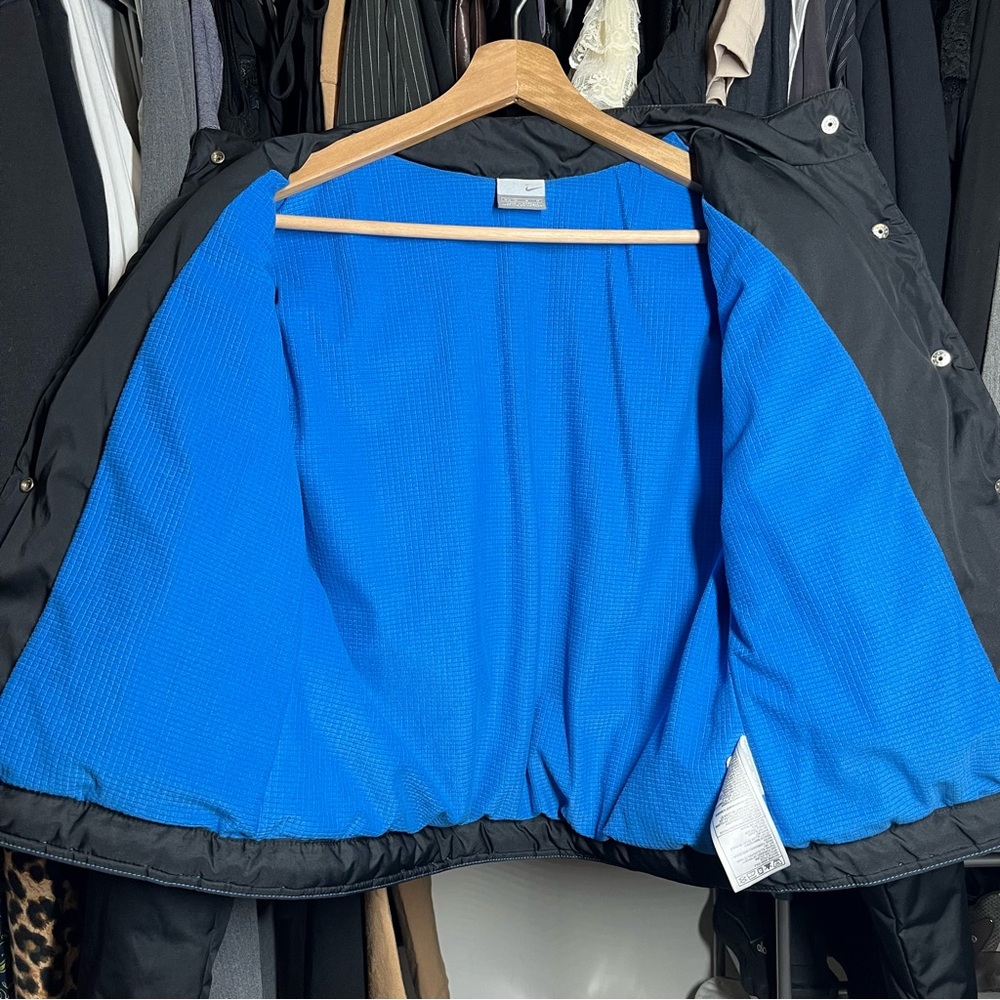 Vintage Nike Black Puffer Jacket Black Cropped Motorcycle Style Blue Stitching - Picture 9 of 13